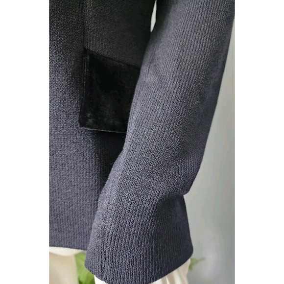 ELEGANT ST JOHN BLACK KNIT EVENING JACKET, SIZE 4, Velour / Velvet Trim Santana - Picture 10 of 16